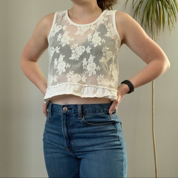 Arizona Jean Company Tops - White Lace Crop Top